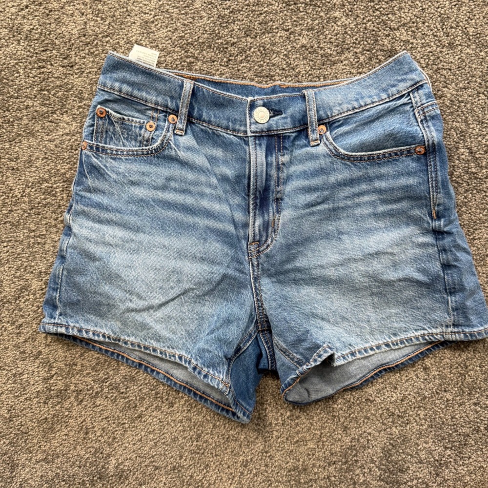 American Eagle Relaxed Short Strigid Denim Blue Jean Shorts Womens Size 0
